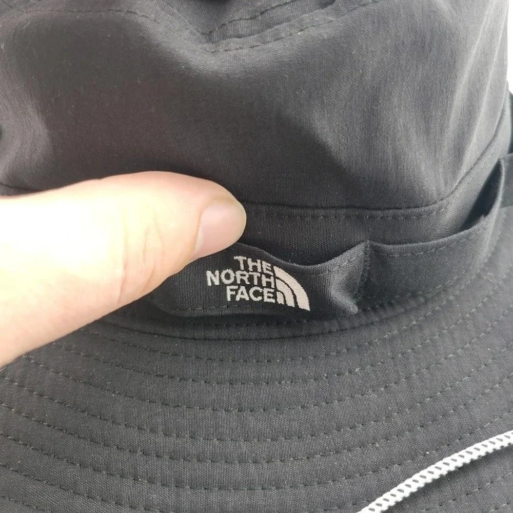 North Face Hat Cap Strap Back S-M Mens Black Outdoor Boonie Wide Brim Hiking